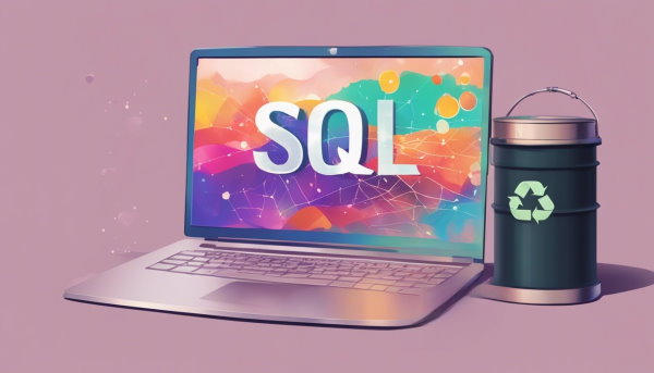 یک لپ تاپ کنار سطل زباله (تصور تزئینی مطلب دستور SQL)