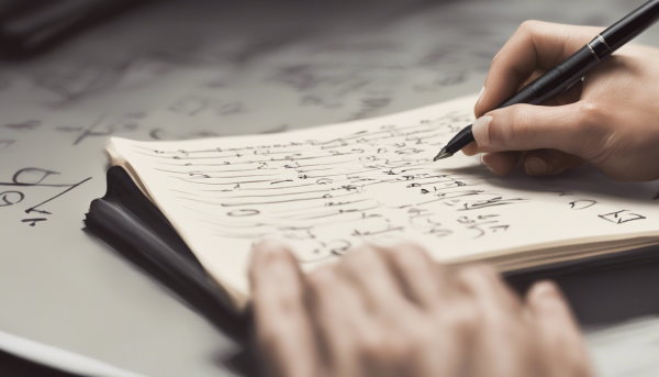 یک دست با قلم در حال نوشتن روی یک کاغذ (تصویر تزئینی مطلب تبدیل اعداد باینری به دهدهی)