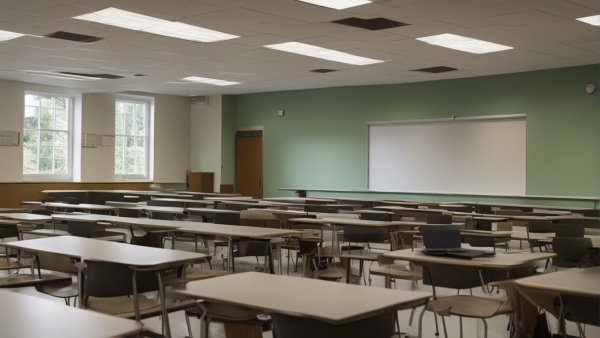 کلاس درس خالی (تصویر تزئینی مطلب رگرسیون خطی ساده)