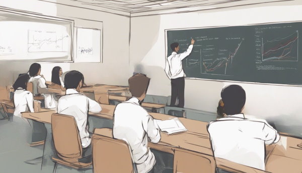 معلم در حال درس دادن در کلاس (تصویر تزئینی مطلب مقایسه میانگین میانه و نما)
