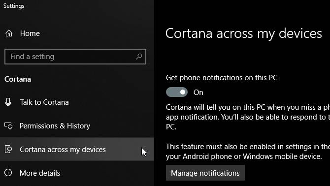 Push Notifications Cortana