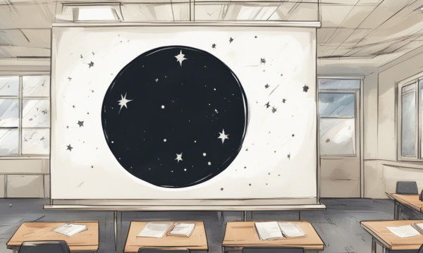یک کلاس با تخته سفید که روی آن یک دایره سیاه رسم شده است (تصویر تزئینی مطلب معادله دایره)