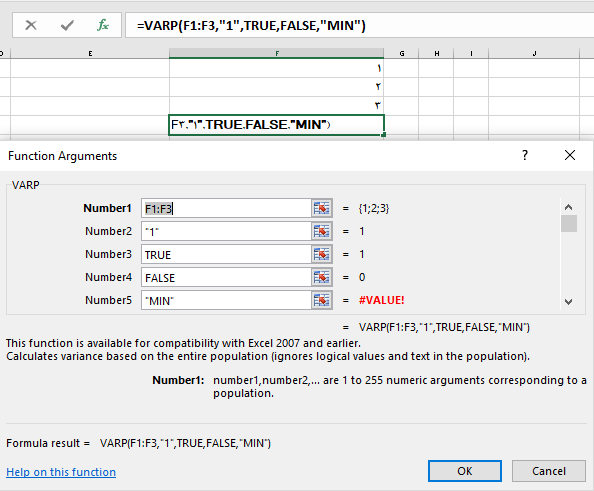 PARAMETERS WINDOW OF VARIANCE FUNCTION