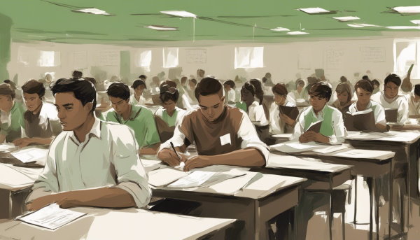 دانش آموزان نشسته در سالن در حال امتحان دادن (تصویر تزئینی مطلب مشتق لگاریتم)