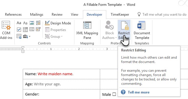 طراحی فرم در Microsoft Word
