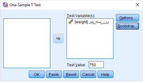 one sample t test analysis in spss example1
