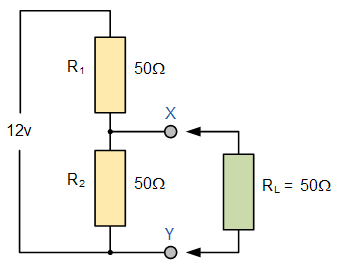 مثالی از شبکه تقسیم‌کننده ولتاژ به همراه بار