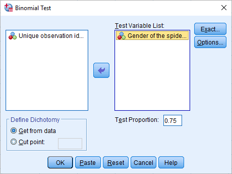 binomial test in spss