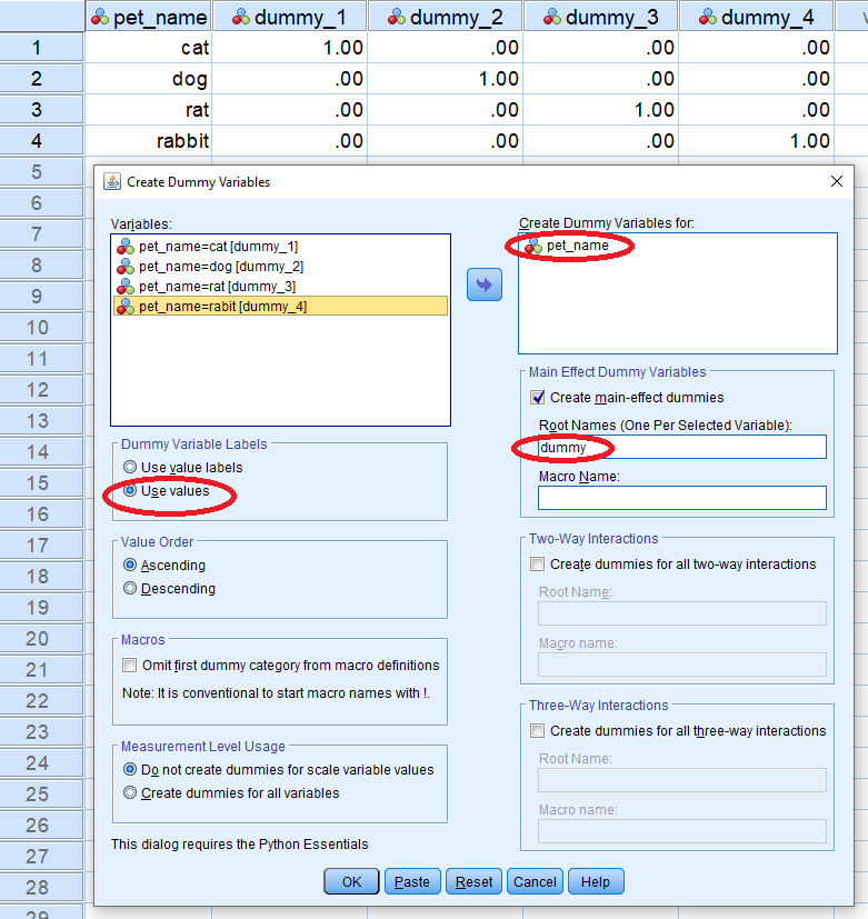 create dummy variables in SPSS