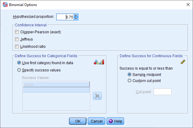 one sample nonparametric options