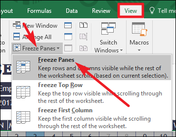 Freeze کردن در Excel