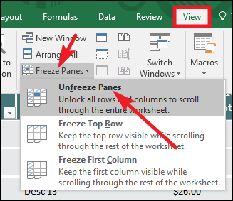 Freeze کردن در Excel