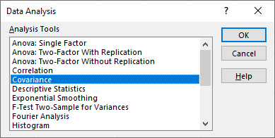 analysis toolpack dialog