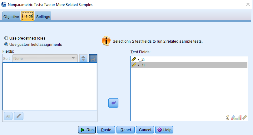 wilcoxon test in spss modern dialog fields