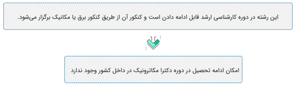 مسیر ادامه تحصیل مقطع کارشناسی ارشد مکاترونیک در ایران.