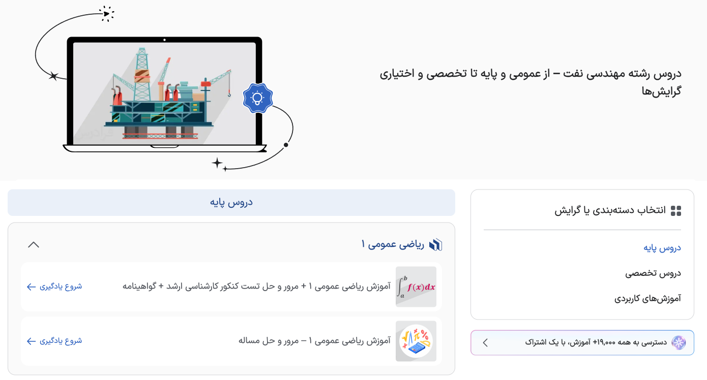 مجموعه معرفی دروس رشته مهندسی نفت