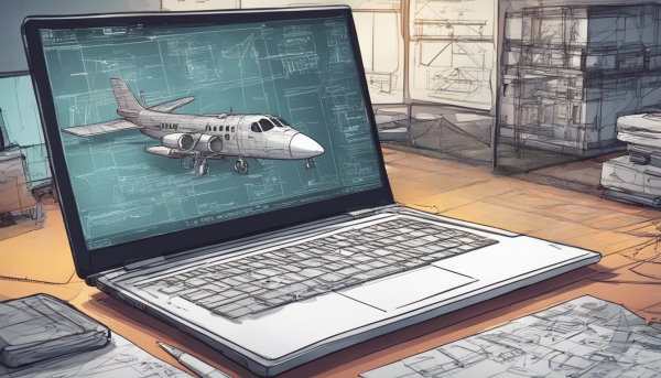 لپ تاپ با مدل هواپیما (تصویر تزئینی مطلب رشته مهندسی هوافضا)