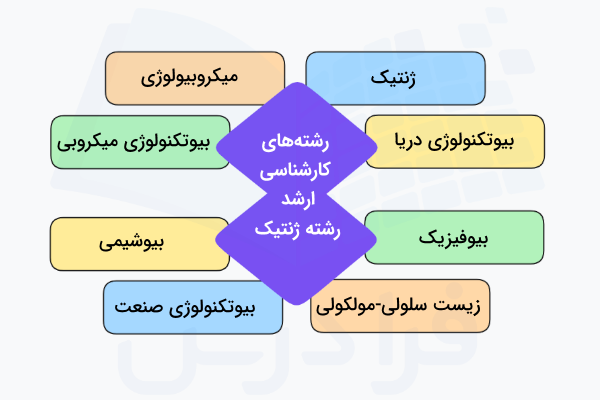هشت رشته ای که پس از مقطع کارشناسی ژنتیک می توان در کارشناسی ارشد انتخاب کرد.