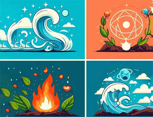 چهار عنصر اصلی آب، آتش، خاک و هوا