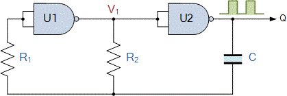 مولتی ویبراتور آستابل با گیت NAND