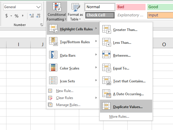 conditional formatting list