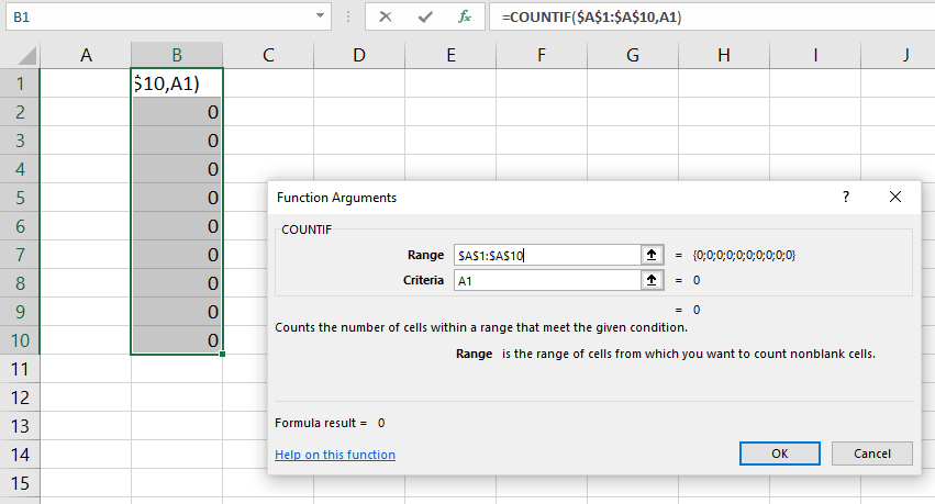 countif parameters