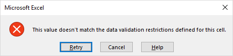 data validation error box
