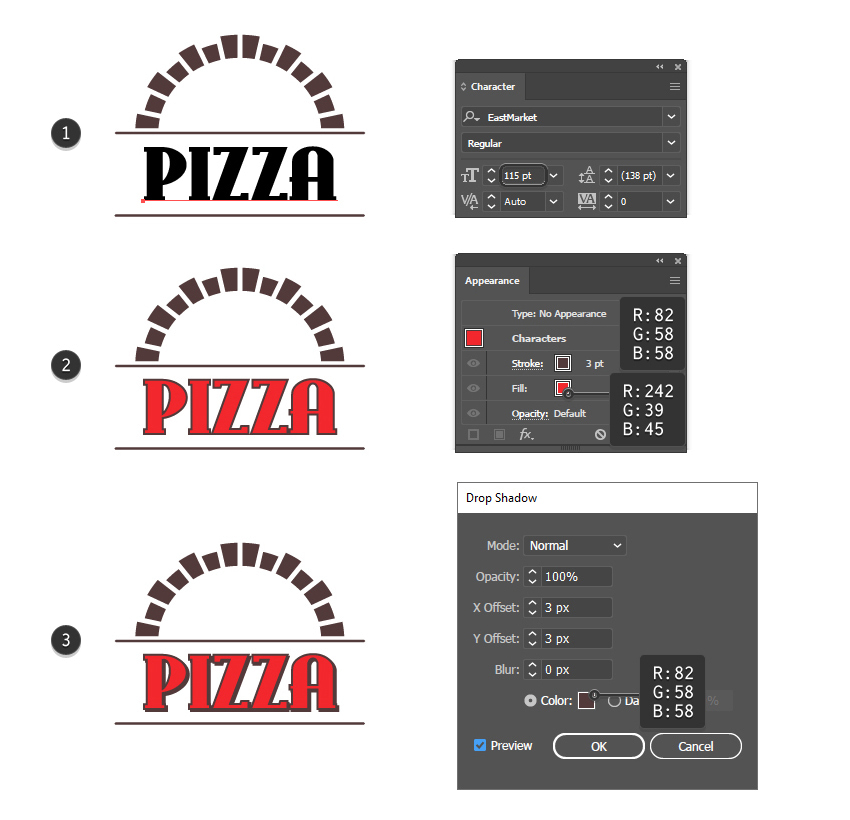 طراحی لوگوی پیتزا با ایلاستریتور 