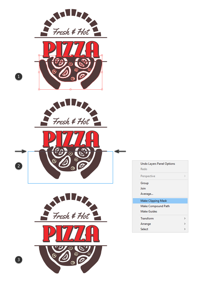 طراحی لوگوی پیتزا با ایلاستریتور 