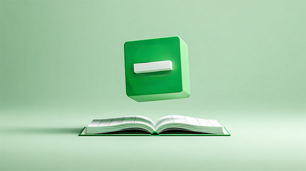 یک علامت منها روی یک کتاب - تفریق در اکسل