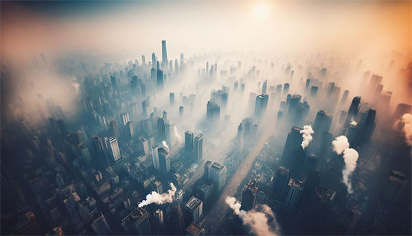 آلودگی هوا در شهری بزرگ