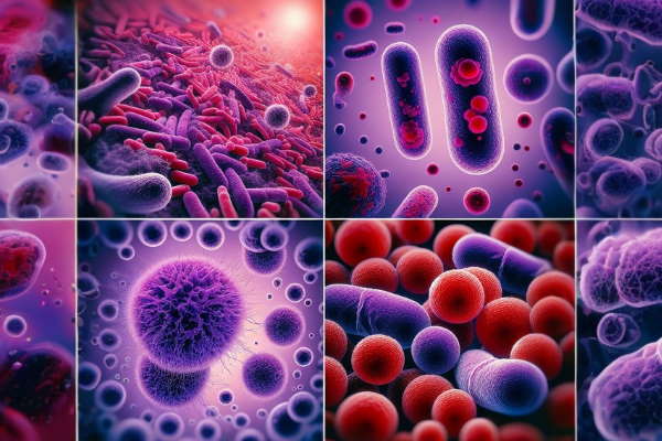 تصویر باکتری ها با رنگ ها و شکل های مختلف - انواع باکتری 