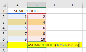 sumproduct function in excel