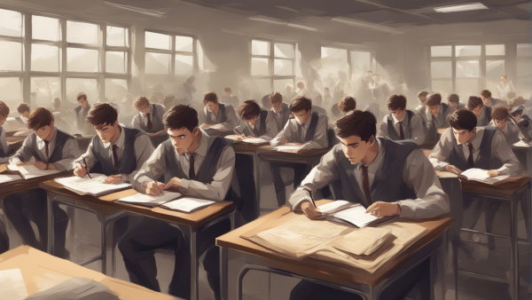 یک کلاس پر از دانش آموز در حال امتحان دادن (تصویر تزئینی مطلب نمونه سوال اتحاد)