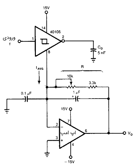 مدار مربوط به یک مبدل فرکانس به ولتاژ
