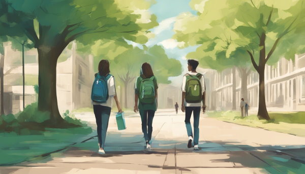 چند دانشجو با کوله پشتی در حال قدم زدن در محوطه دانشگاه (تصویر تزئینی مطلب کوواریانس و نحوه محاسبه آن)