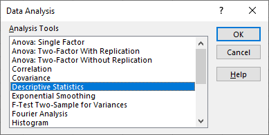 data analysis dialogbox