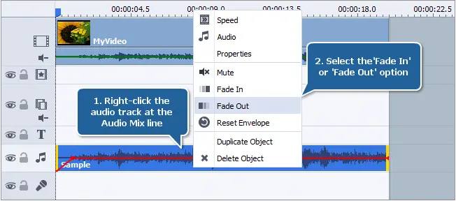 اضافه کردن افکت های صوتی در AVS Video Editor
