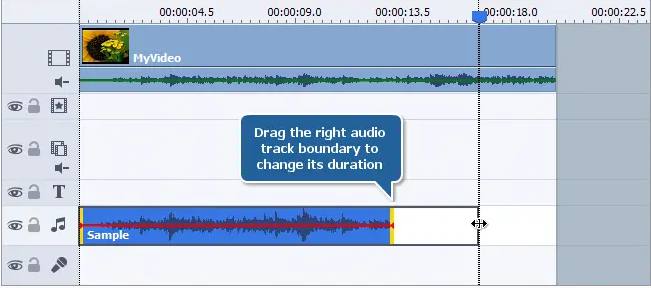 افزایش و کاهش طول مدت زمان صدا در AVS Video Editor