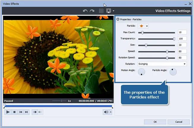 تنظیمات افکت در AVS Video Editor