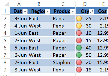 excel sort by icon