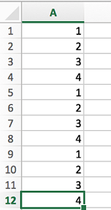 sequence in excel from 1 to 4 spreadsheet