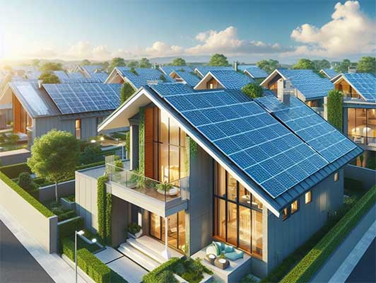 پنل های خورشیدی روی سقف خانه ها