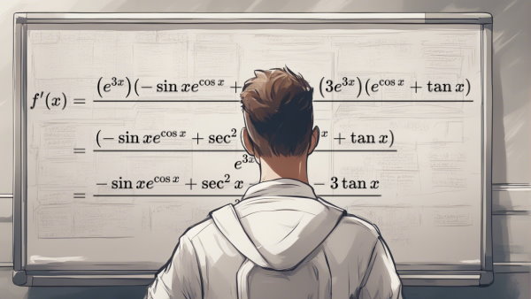 یک دانش آموز در مقابل تخته در حال نگاه کردن به جواب یک مسئله (تصویر تزئینی مطلب مشتق توابع کسری)