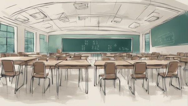 یک کلاس خالی با تخته سیاه (تصویر تزئینی مطلب روش سیمپلکس)