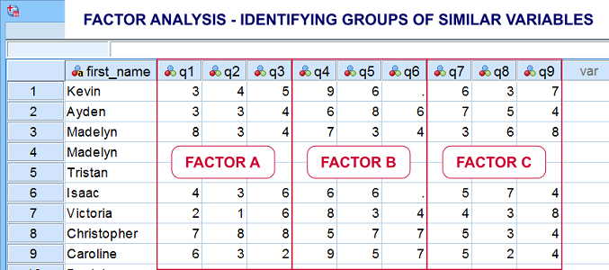 factor analysis data view