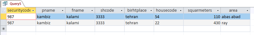 multiple tables in query results