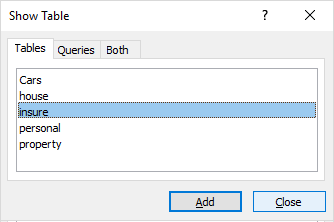 show table in query 1