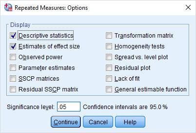 REPEATED MEASURES OPTIONS