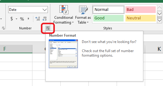 number format cell command